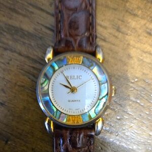 Relic Gold and Brown Quartz Watch